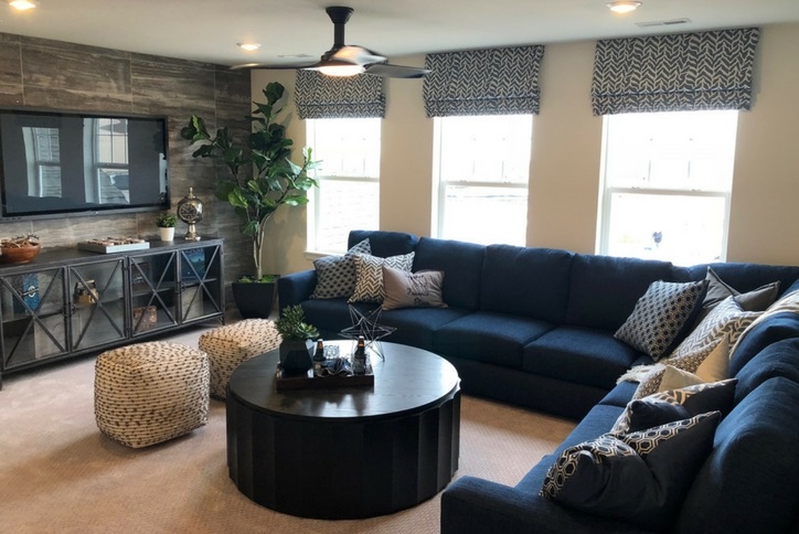 Lennar model home living room at Inspiration Community near Parker CO