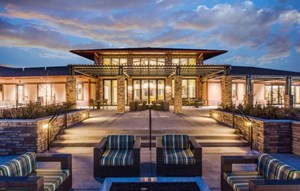 Hilltop Club Amenity Center at Sunset in Inspiration Parker Colorado