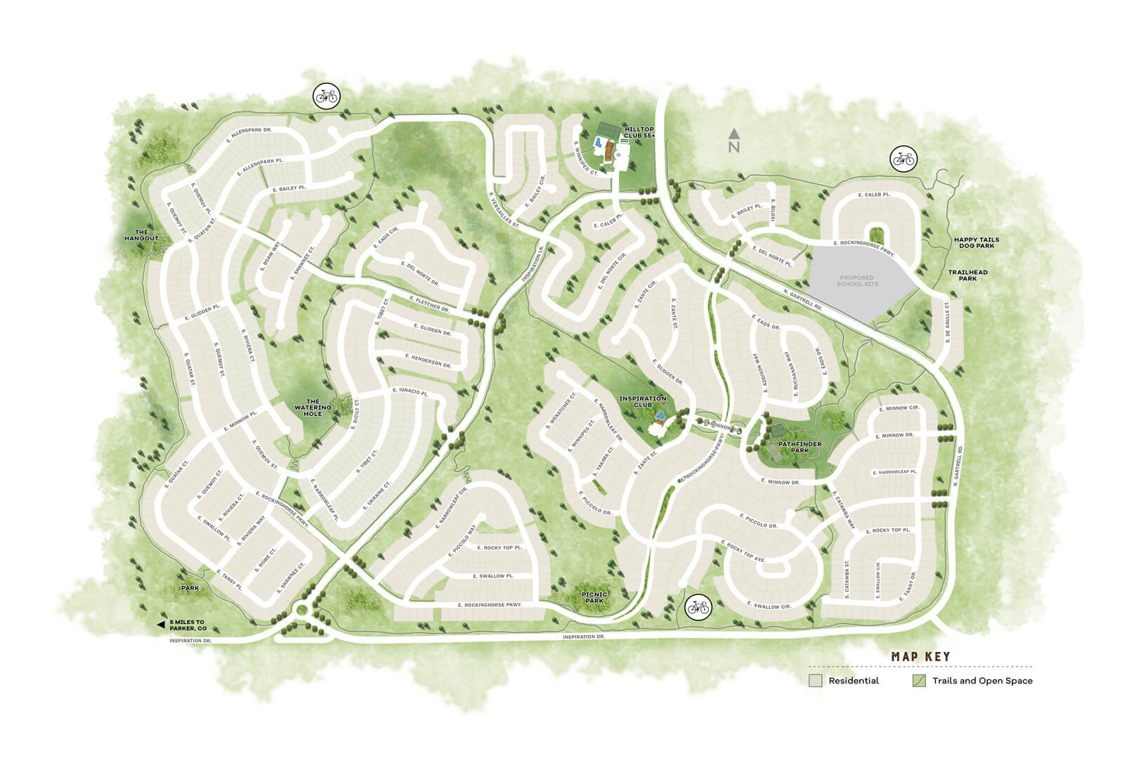 Parks and trails map at Inspiration